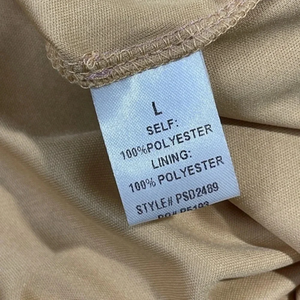 Polagram Tan Midi Lace Embroidered‎ Dress Size Large - Picture 5 of 7